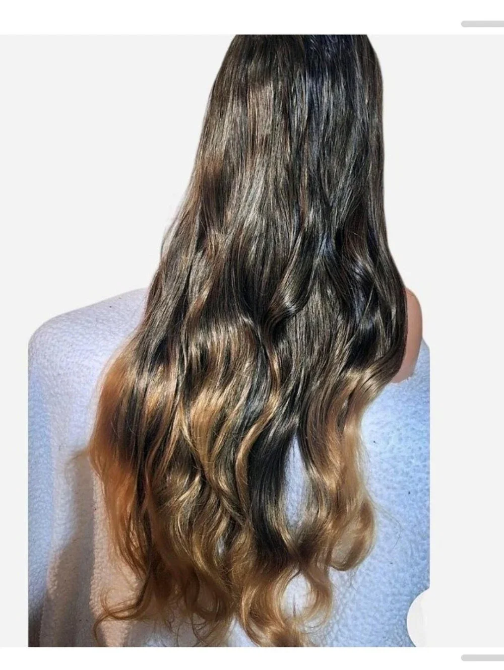 Blonde & Dark Brown Long Wavy Lace Front Wig - Natural Two-Tone Human Hair Blend